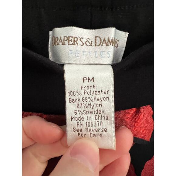 Drapers and Damons MP Red Black Floral Trouser Pants Whimsy Goth Stretch Pull On - Picture 3 of 9